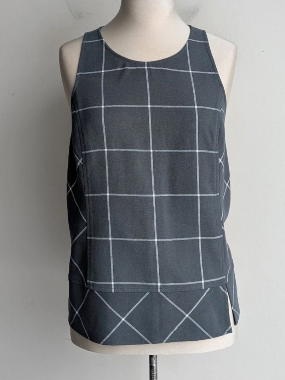 1. State Gray Checkered Sleeveless Top